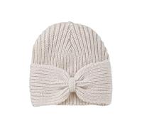 VERTBAUDET Bonnet Fille en Maille côtelée avec Noeud Fantaisie Beige chiné 12/14A