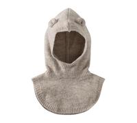 VERTBAUDET Cagoule avec Plastron bébé Fille en Maille Beige chiné 3/6M(60/67)