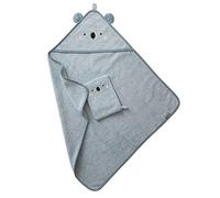 VERTBAUDET Cape de bain bébé à capuche brodée animaux bleu 70X70