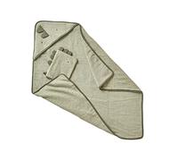 VERTBAUDET Cape de bain bébé en gaze de coton + gant de toilette PETIT DINO