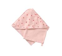 VERTBAUDET Cape de bain + gant de toilette MON COEUR rose imprimé 80X80