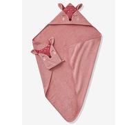 VERTBAUDET Cape de bain + gant Biche blush 100X100