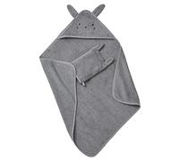 VERTBAUDET Cape de bain + gant coton bio anthracite 100X100