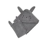 VERTBAUDET Cape de bain + gant coton bio anthracite 70X70