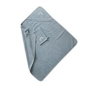 Cape de bain personnalisable + gant de toilette bleu moyen 100X100