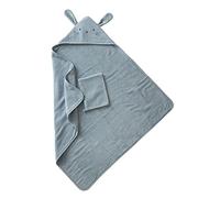 VERTBAUDET Cape de Bain + Gant en Gaze de Coton Bio*, Bleu 100X100
