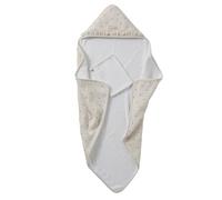 VERTBAUDET Cape de bain + gant de toilette CHERRY beige imprimé 100X100
