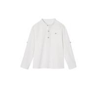 VERTBAUDET Chemise col Mao en Coton/Lin garçon Manches Retroussables Blanc 10A