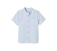 VERTBAUDET Chemise col Mao garçon en Coton/Lin Manches Courtes Bleu Ciel 2A