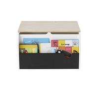 VERTBAUDET Coffre à livres et jouets LIGNE SCHOOL blanc - bois - ardoise TU