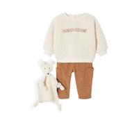 VERTBAUDET Coffret bébé Sweat-Shirt + Pantalon + Doudou Caramel 3M(60CM)