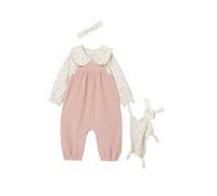VERTBAUDET Coffret bébé T-shirt + salopette + bandeau + doudou rose poudré 18M(81CM)