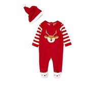 VERTBAUDET Coffret Cadeau noël Pyjama en Velours et Bonnet bébé Rouge Brique 12M(74CM)