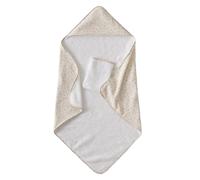 VERTBAUDET Coffret cape de bain + gant de toilette HYGGE beige imprimé 100X100
