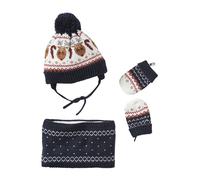 VERTBAUDET Coffret de Noël Renne bébé garçon Ensemble Bonnet + Snood + moufles Marine 3/6M(60/67)