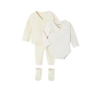 VERTBAUDET Coffret naissance 4 pièces en tricot uni gilet + pantalon + chaussons + body écru NAISSANCE(50CM)