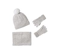 Coffret Noël fille bonnet + snood + moufles/gants beige chiné 4/6A