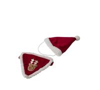 VERTBAUDET Collier Bandana + Bonnet de Noël pour Chien Rouge S/M