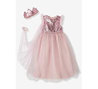 Déguisement de princesse avec voile et couronne rose 8/10A