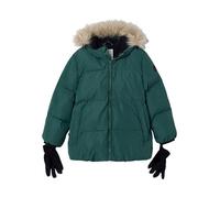 VERTBAUDET Doudoune à capuche doublée polaire avec moufles ou gants vert sapin 5A