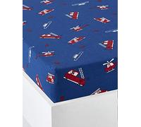 VERTBAUDET Drap-Housse Enfant Petit Pompier Bleu 90X200