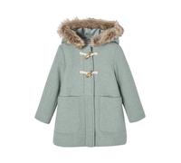 VERTBAUDET Duffle-coat à capuche en drap de laine fille fermé par brandebourgs vert de gris 14A