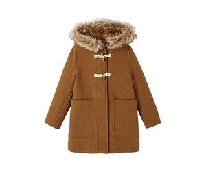 VERTBAUDET Duffle-coat à capuche fille drap de laine camel 12A