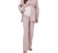 VERTBAUDET Ensemble 2 pièces Pyjama de Grossesse en Flanelle rayée Motifs Coeurs Rose Nude 46