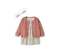 VERTBAUDET Ensemble 3 pièce Robe + Cardigan + Bandeau bébé Fille Vieux Rose 6M(67CM)