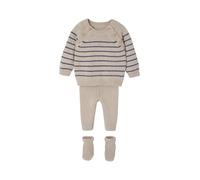 Ensemble 3 pièces naissance en tricot pull + pantalon + chaussettes beige chiné 18M(81CM)