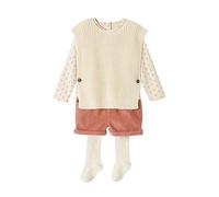 VERTBAUDET Ensemble 4 pièces bébé : T-Shirt + Short + Pull + Collant Art School Vieux Rose 12M(74CM)