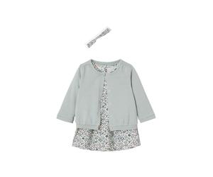 VERTBAUDET Ensemble bébé Fille 3 pièces Robe Cardigan Bandeau Bleu grisé 9M(71CM)