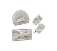VERTBAUDET Ensemble bébé Fille Bonnet + Snood + moufles Noeuds écru 12/18M(74/81)