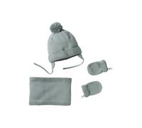 VERTBAUDET Ensemble bébé garçon Bonnet + Snood + moufles Basics Vert d'eau 12/18M(74/81)
