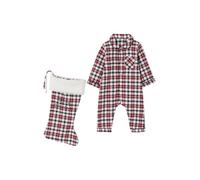 VERTBAUDET Ensemble bébé Mixte Combinaison + Chaussettes à Carreaux Noël Rouge 9M(71CM)