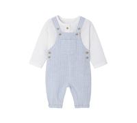 Ensemble bébé naissance cérémonie chemise salopette en lin et coton bleu 9M(71CM)