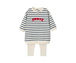 VERTBAUDET Ensemble Bébé Robe Legging Manches Longues rayé Marine 6M(67CM)
