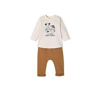 VERTBAUDET Ensemble bébé Tee-Shirt et Pantalon en Molleton rayé/Caramel 9M(71CM)