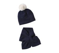 VERTBAUDET Ensemble Bonnet à Pompon + écharpe Fille en Maille mousseuse Marine 2/3A