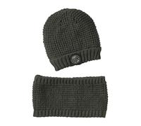 Ensemble bonnet badge dinosaure + snood garçon kaki 4/6A