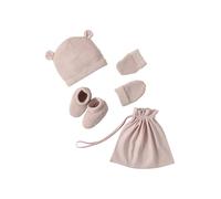 VERTBAUDET Ensemble Bonnet, moufles et Chaussons bébé Naissance et Son Sac Assorti Rose poudré 12/18M(74/81)