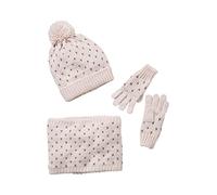 Ensemble bonnet + snood + gants coeurs fille BASICS rose 8/10A