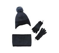 Ensemble bonnet + snood + gants ou moufles en maille jacquard tripoint garçon bleu nuit 4/6A