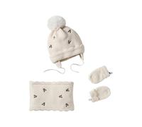 VERTBAUDET Ensemble Bonnet + Snood + moufles bébé Fille Beige poudré 3/6M(60/67)