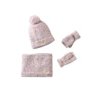VERTBAUDET Ensemble Fille Bonnet « Cœur » + Snood + moufles/Mitaines Rose poudré 12/14A