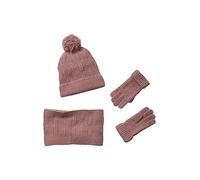 VERTBAUDET Ensemble Bonnet + Snood + moufles en Maille torsadée mousseuse Rose 2/3A