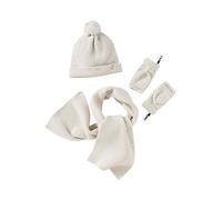 VERTBAUDET Ensemble Fille en Maille côtelée Bonnet + écharpe + moufles/Mitaines Beige chiné 4/6A