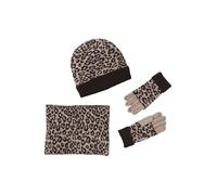 VERTBAUDET Ensemble Fille Léopard Bonnet Snood Gants Maille Marron imprimé 4/6A