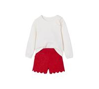 VERTBAUDET Ensemble fille noël t-shirt et short velours pailleté rouge 3A