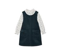 VERTBAUDET Ensemble fille robe chasuble en velours et blouse gaze coton bleu pétrole 8A